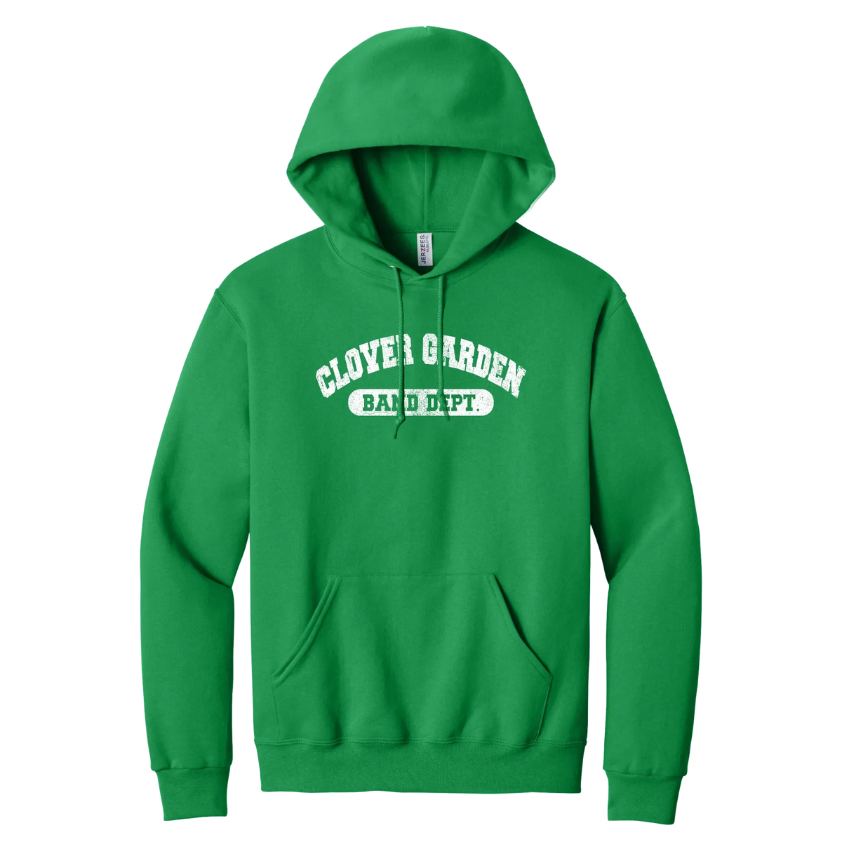 Clover Garden Band Dept. collegiate arch hoodie, Vintage finish, kelly green