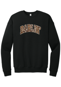 Darlin' crewneck sweatshirt, Patchwork design, in Black, featuring arched varsity DARLIN' letters filled with leopard and checker print