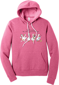 Yes I'm a Nurse Goose hoodie in Heather Charity Pink, featuring four nurse geese with a clipboard, stethoscope, coffee cup, and syringe under Yes, I'm a nurse. No, I don't want to look at it.