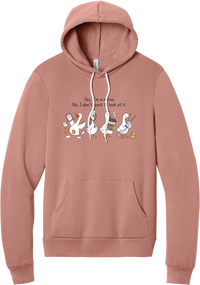 Yes I'm a Nurse Goose hoodie in Mauve, featuring four nurse geese with a clipboard, stethoscope, coffee cup, and syringe under Yes, I'm a nurse. No, I don't want to look at it.