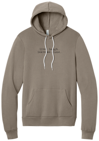 Live Laugh Leave Me Alone hoodie in Tan, featuring live. laugh. leave me alone. in distressed black typewriter letters